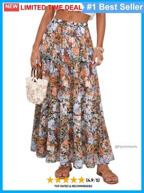 Chiffon Pleated Maxi Skirt High Waisted Flowy A-Line Long Skirt
